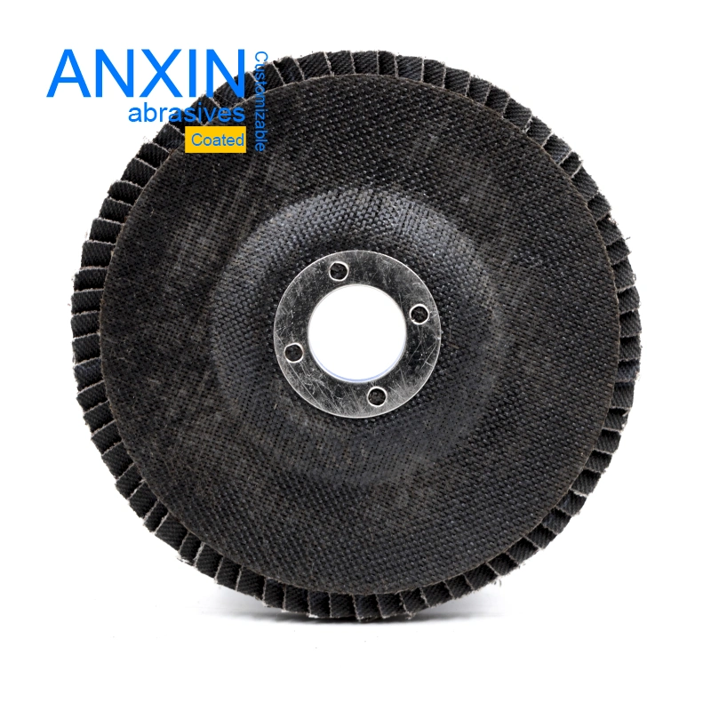 4" X 5/8" Alumina Flap Disc with Cloth Backing and Blue Plastic Bore for Finishing Metal